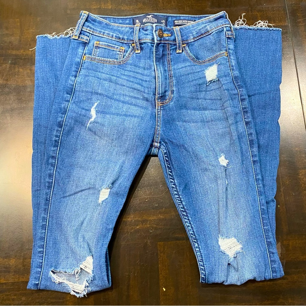 Women Jeans Hollister High Rise Super Skinny Stretch Denim Pants Sz 24/32 Blue